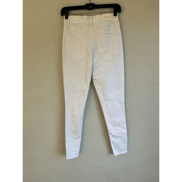 Express High Waisted White Supersoft Skinny Jeans, Size 0R - Picture 10 of 11
